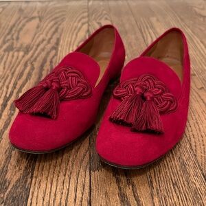 Aquazzura Red Suede Loafers